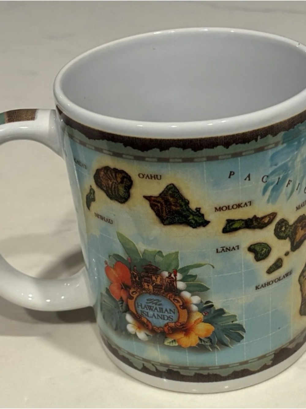 Hawaiian Islands Ceramic Coffee Mug - Blue Map Design